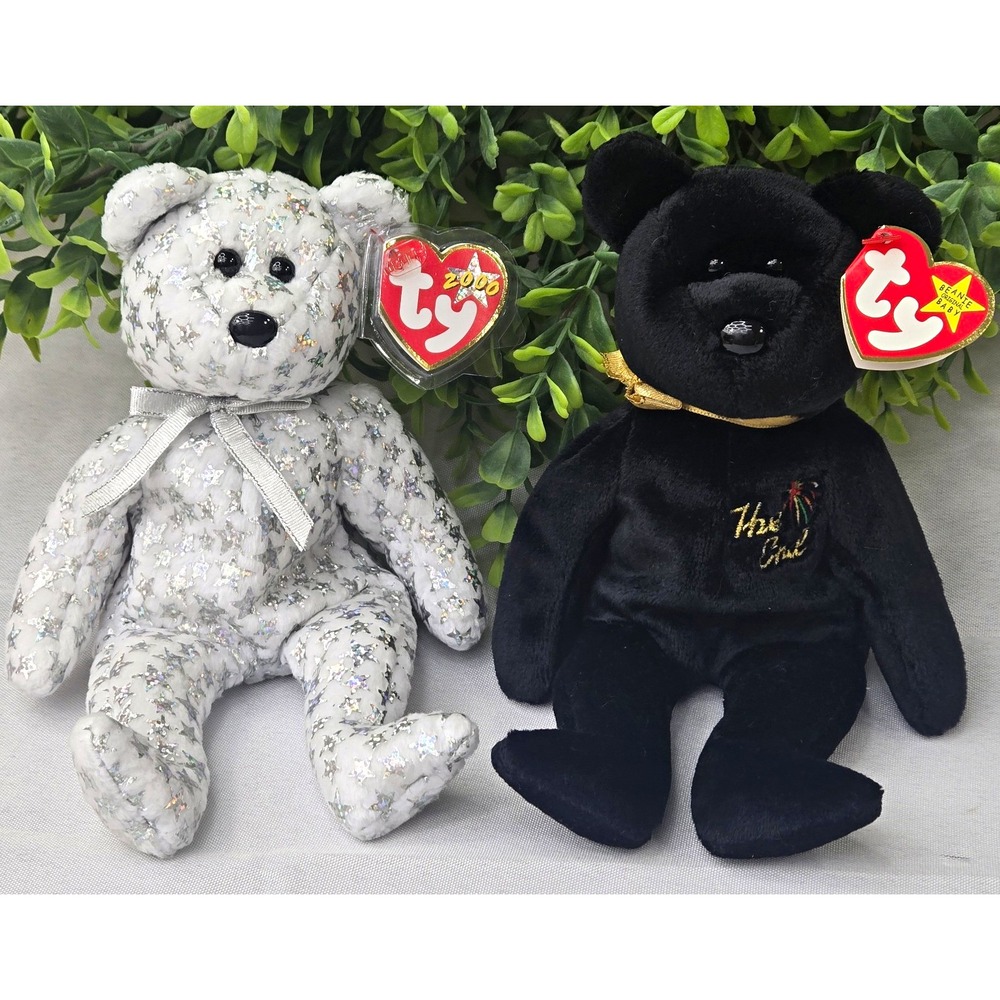 Ty Beanie Baby Millennium Pair The End (1999) & The Beginning (2000) Set MWMT